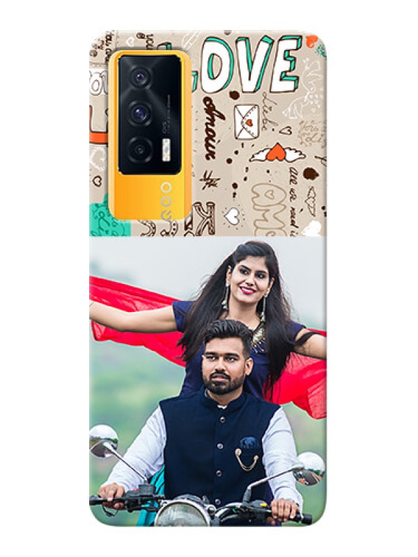Custom IQOO 7 5G Personalised mobile covers: Love Doodle Pattern 