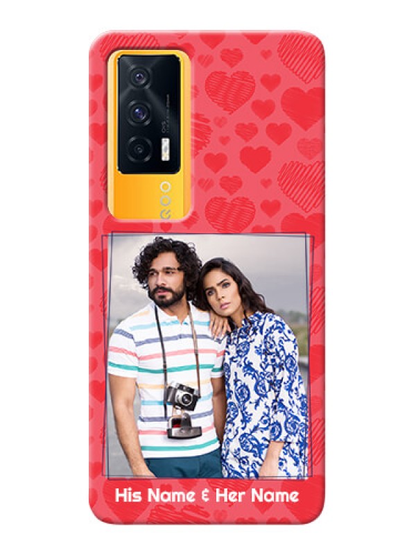 Custom IQOO 7 5G Mobile Back Covers: with Red Heart Symbols Design