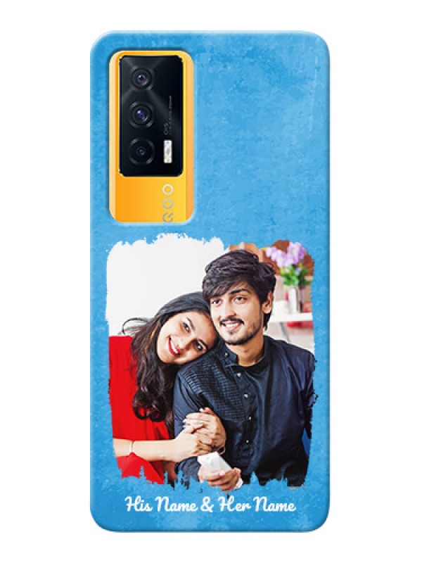 Custom IQOO 7 5G custom mobile cases: Blue Color Vintage Design