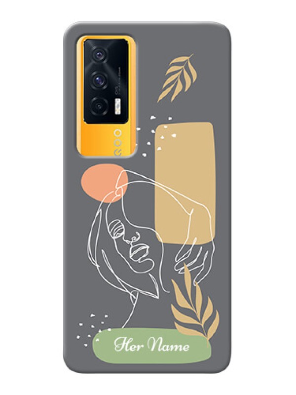 Custom iQOO 7 5G Phone Back Covers: Gazing Woman line art Design