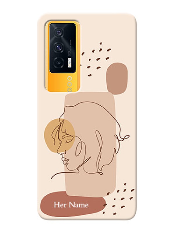 Custom iQOO 7 5G Custom Phone Covers: Calm Woman line art Design