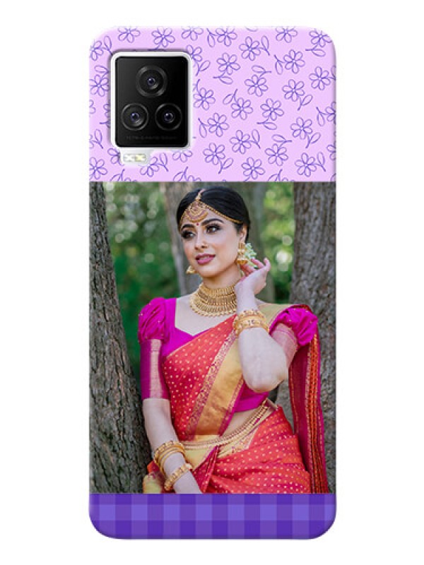 Custom IQOO 7 Legend 5G Mobile Cases: Purple Floral Design