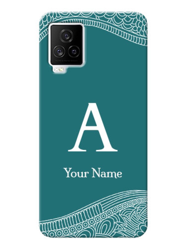 Custom iQOO 7 Legend 5G Mobile Back Covers: line art pattern with custom name Design