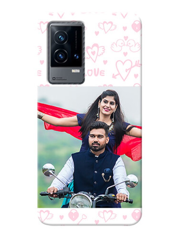 Custom iQOO 9 5G personalized phone covers: Pink Flying Heart Design