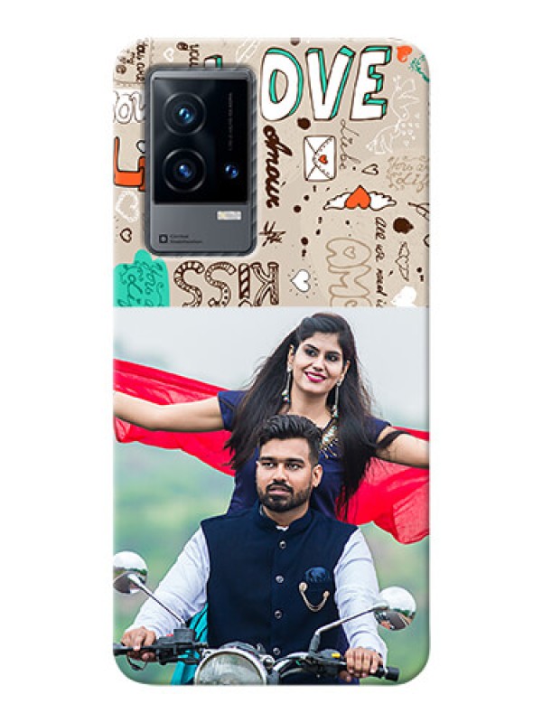 Custom iQOO 9 5G Personalised mobile covers: Love Doodle Pattern 
