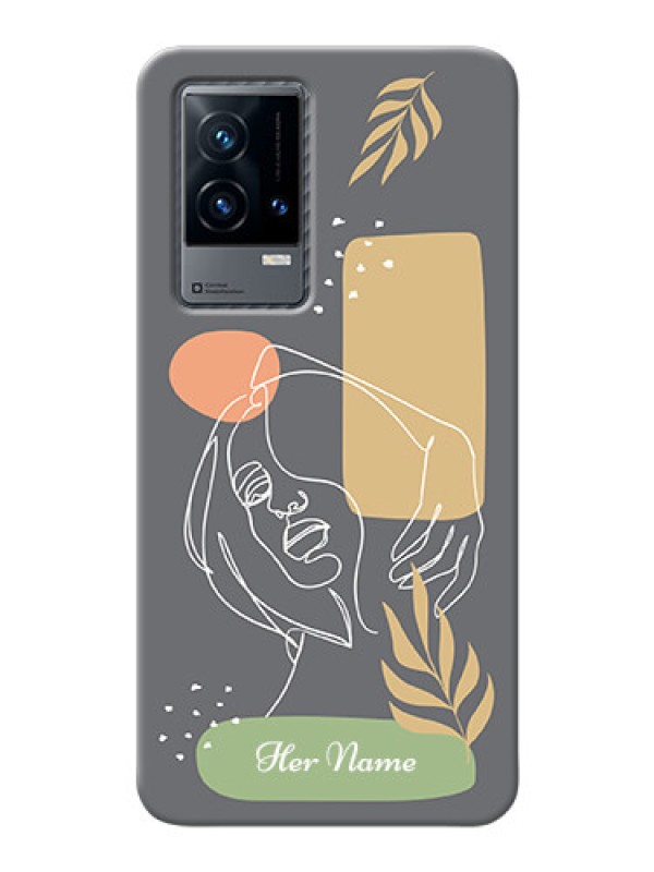 Custom iQOO 9 5G Phone Back Covers: Gazing Woman line art Design