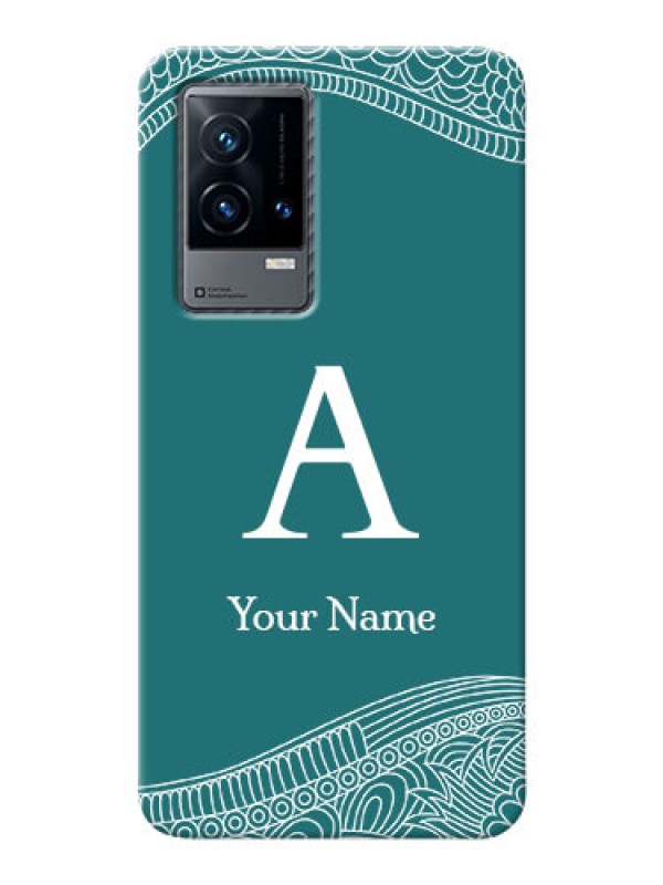 Custom iQOO 9 5G Mobile Back Covers: line art pattern with custom name Design