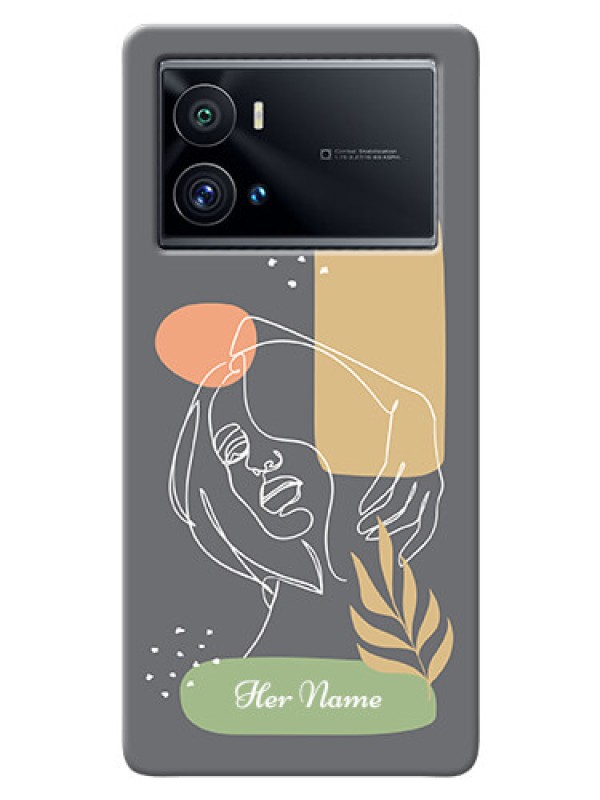 Custom iQOO 9 Pro 5G Phone Back Covers: Gazing Woman line art Design