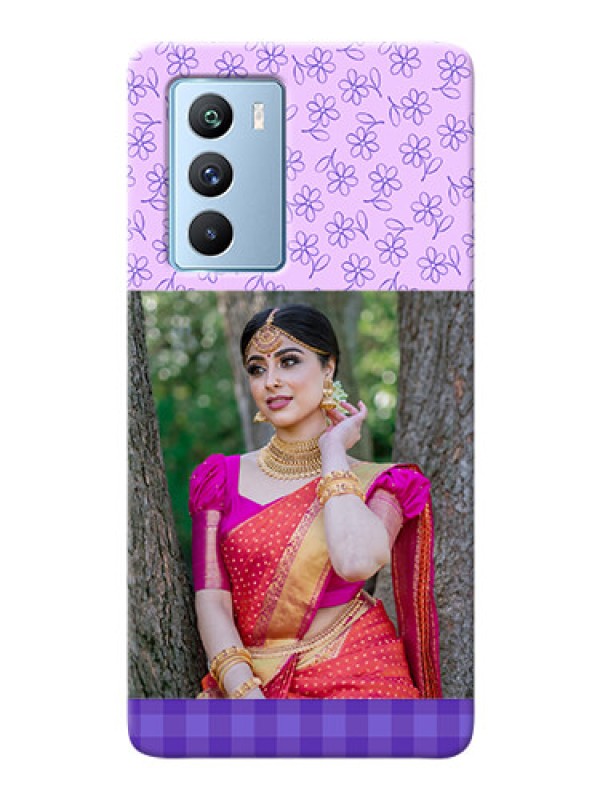 Custom iQOO 9 SE 5G Mobile Cases: Purple Floral Design