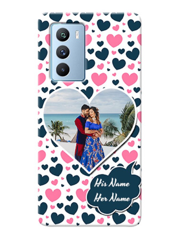 Custom iQOO 9 SE 5G Mobile Covers Online: Pink & Blue Heart Design