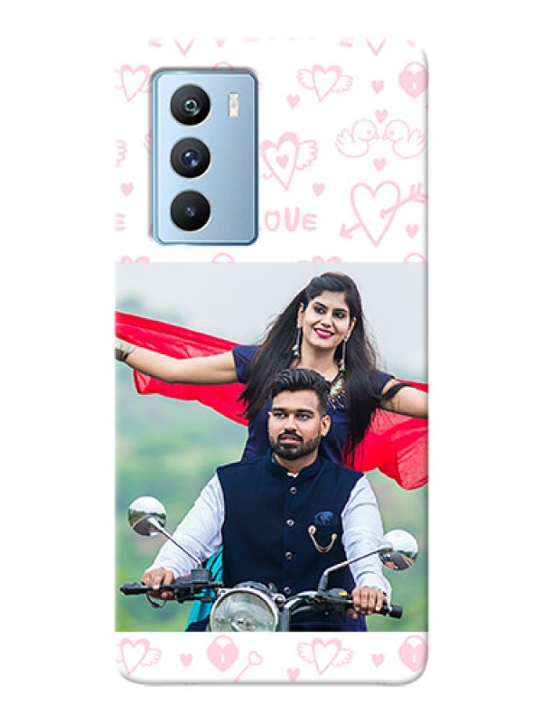 Custom iQOO 9 SE 5G personalized phone covers: Pink Flying Heart Design