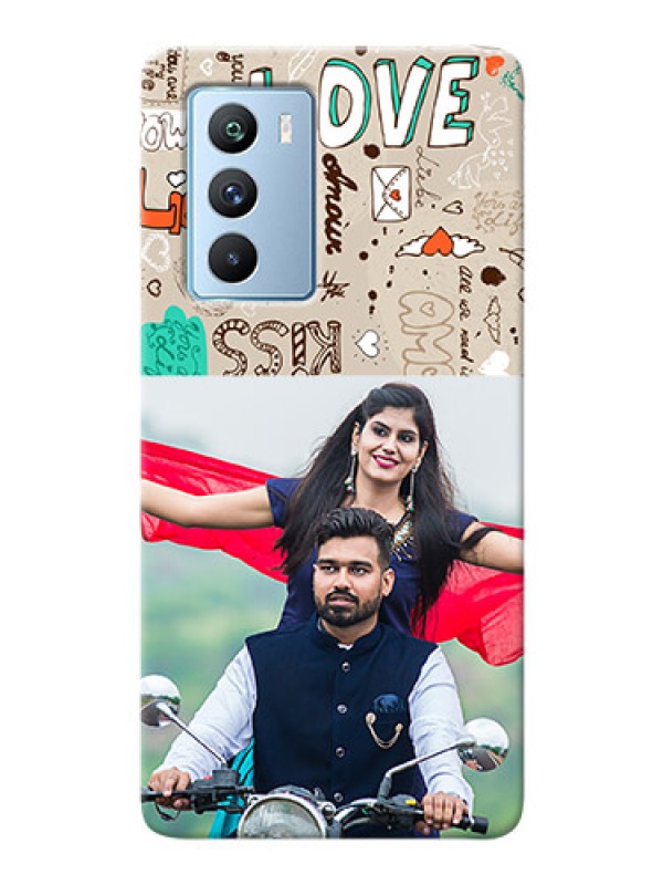 Custom iQOO 9 SE 5G Personalised mobile covers: Love Doodle Pattern 