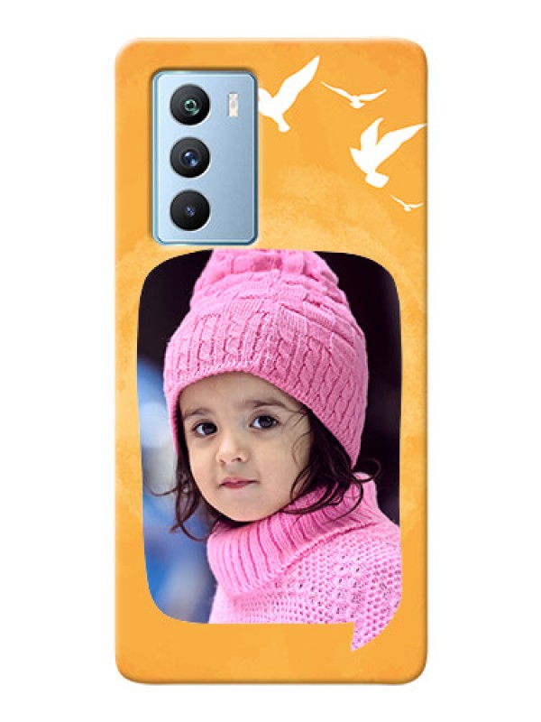 Custom iQOO 9 SE 5G Phone Covers: Water Color Design with Bird Icons