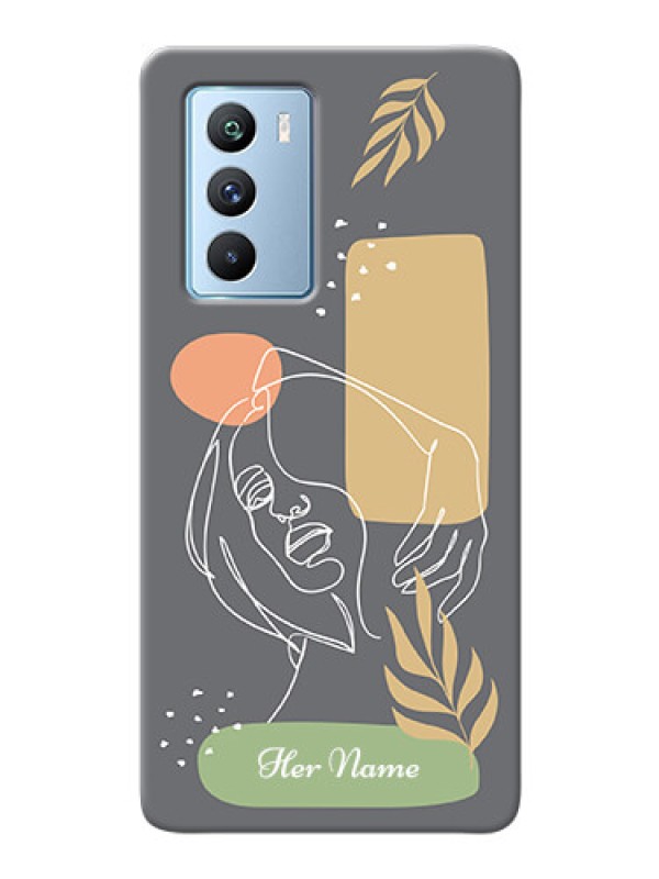 Custom iQOO 9 Se Phone Back Covers: Gazing Woman line art Design