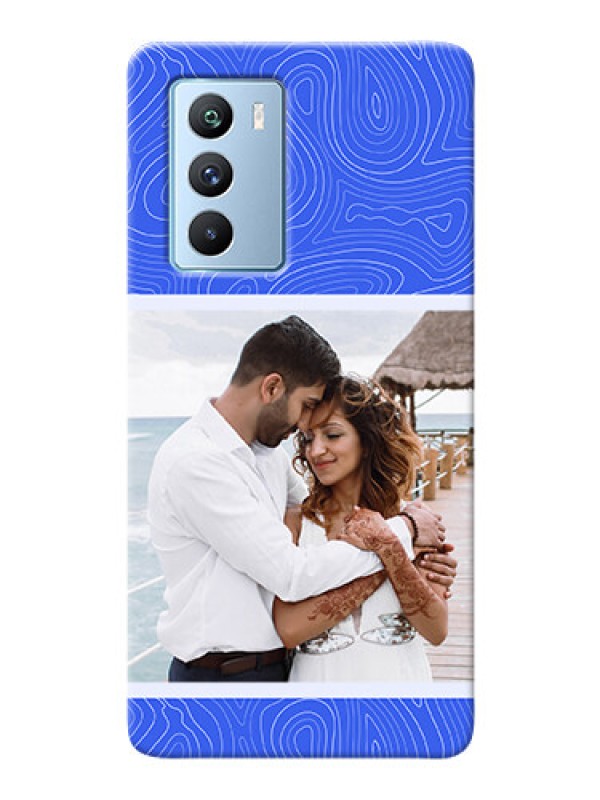 Custom iQOO 9 Se Mobile Back Covers: Curved line art with blue and white Design