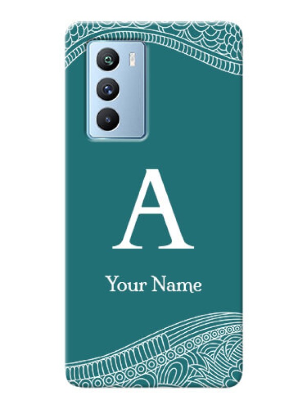 Custom iQOO 9 Se Mobile Back Covers: line art pattern with custom name Design