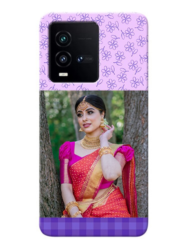 Custom iQOO 9T 5G Mobile Cases: Purple Floral Design