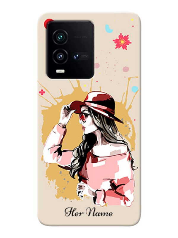 Custom iQOO 9T 5G Back Covers: Women with pink hat Design