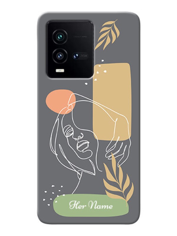 Custom iQOO 9T 5G Phone Back Covers: Gazing Woman line art Design