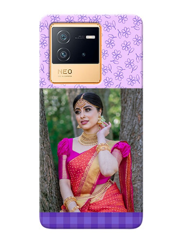 Custom iQOO Neo 6 5G Mobile Cases: Purple Floral Design