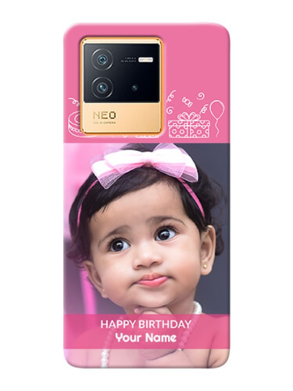 Custom iQOO Neo 6 5G Custom Mobile Cover with Birthday Line Art Design