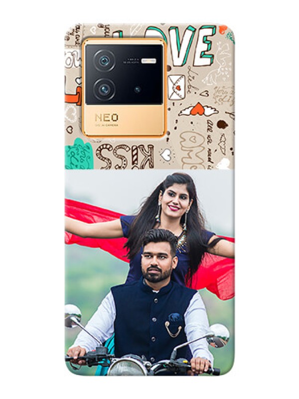 Custom iQOO Neo 6 5G Personalised mobile covers: Love Doodle Pattern 