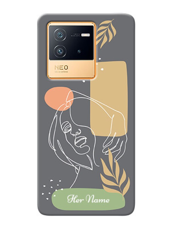 Custom iQOO Neo 6 5G Phone Back Covers: Gazing Woman line art Design