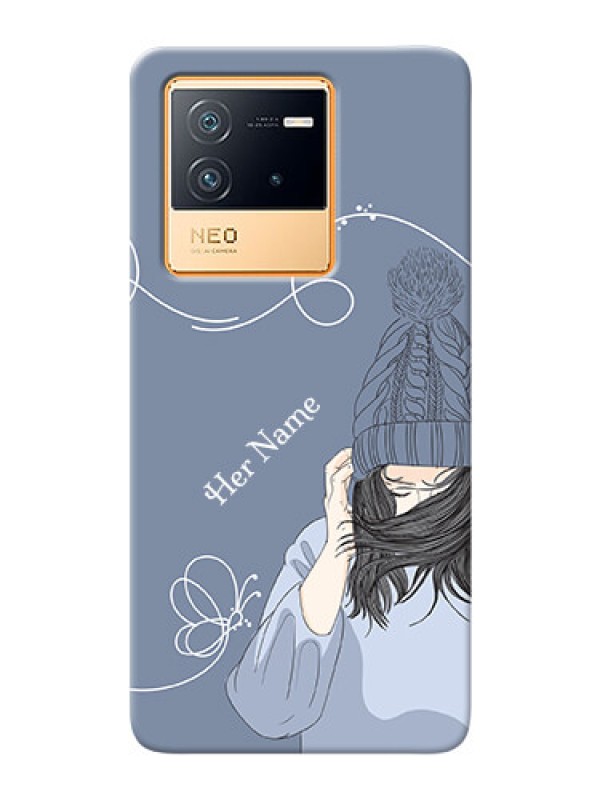 Custom iQOO Neo 6 5G Custom Mobile Case with Girl in winter outfit Design