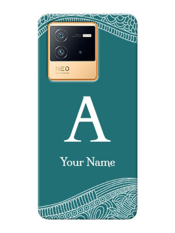 Custom iQOO Neo 6 5G Mobile Back Covers: line art pattern with custom name Design