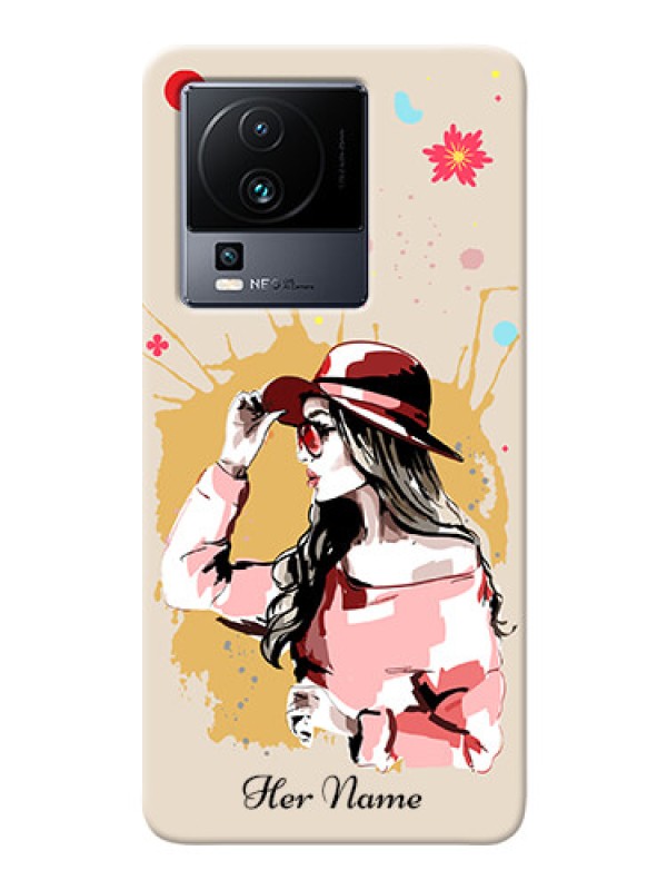 Custom iQOO Neo 7 5G Back Covers: Women with pink hat Design