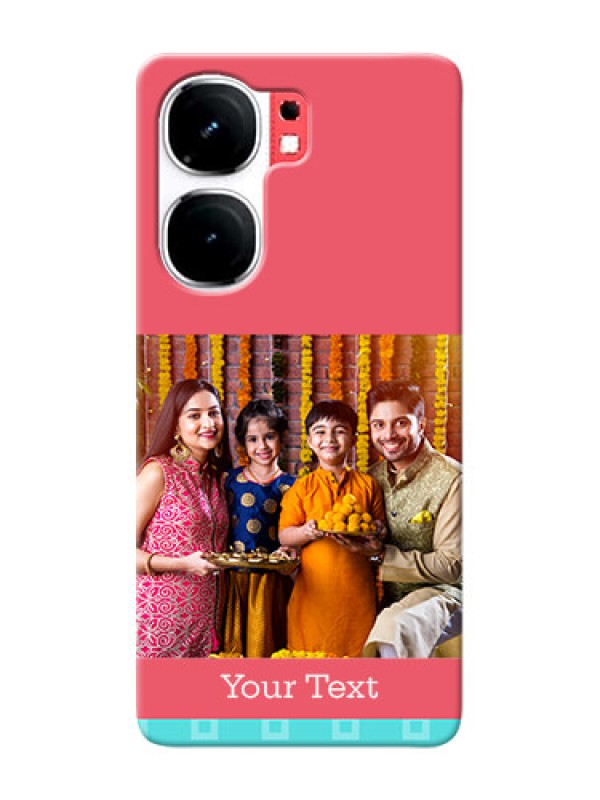 Custom iQOO Neo 9 Pro 5G Mobile Back Covers: Peach And Blue Color Design