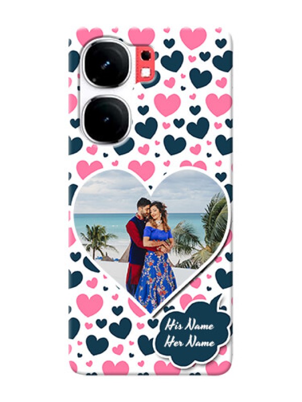 Custom iQOO Neo 9 Pro 5G Mobile Covers Online: Pink And Blue Heart Design