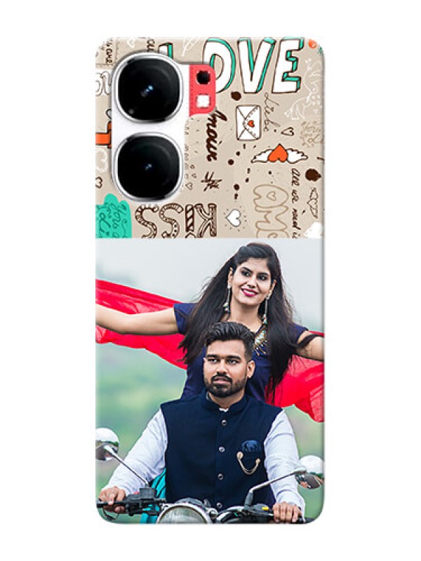 Custom iQOO Neo 9 Pro 5G Personalised mobile covers: Love Doodle Pattern