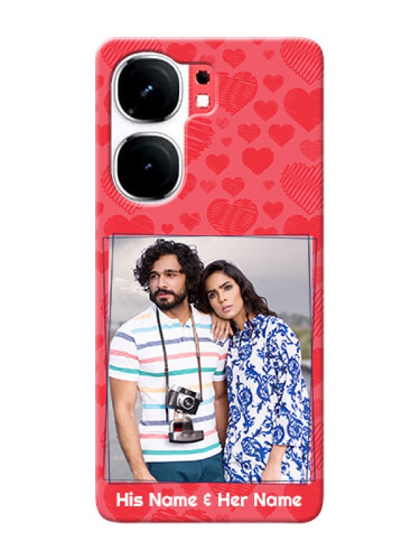 Custom iQOO Neo 9 Pro 5G Mobile Back Covers: with Red Heart Symbols Design