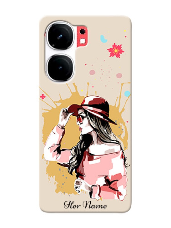 Custom iQOO Neo 9 Pro 5G Photo Printing on Case with Women with pink hat Design