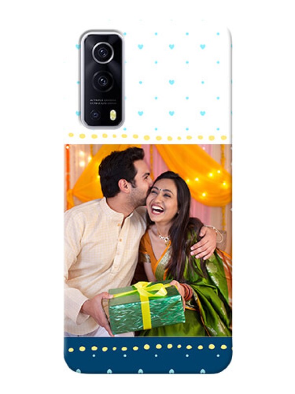 Custom IQOO Z3 5G Phone Covers: White and Blue Abstract Design