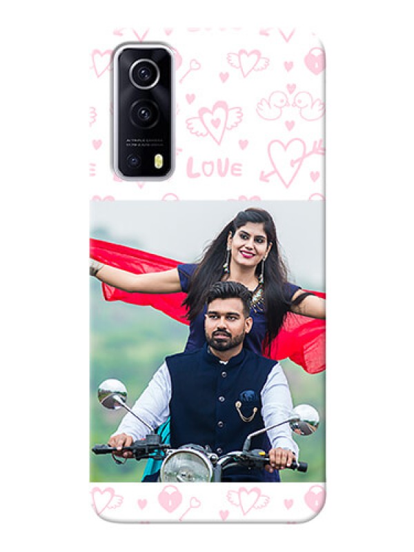 Custom IQOO Z3 5G personalized phone covers: Pink Flying Heart Design