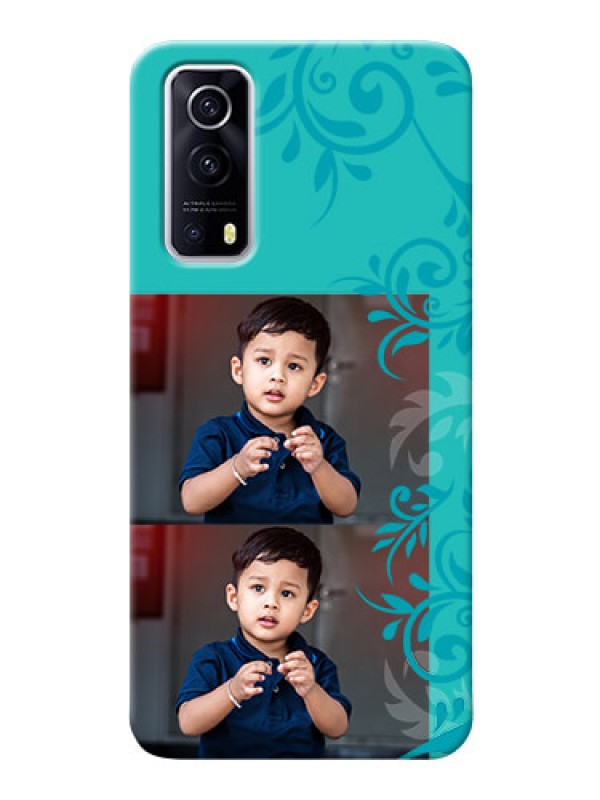 Custom IQOO Z3 5G Mobile Cases with Photo and Green Floral Design 