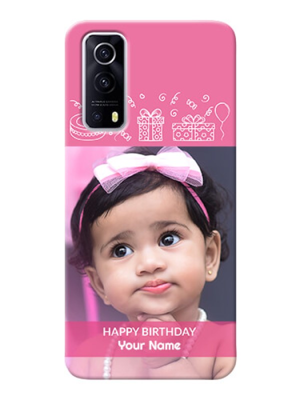 Custom IQOO Z3 5G Custom Mobile Cover with Birthday Line Art Design