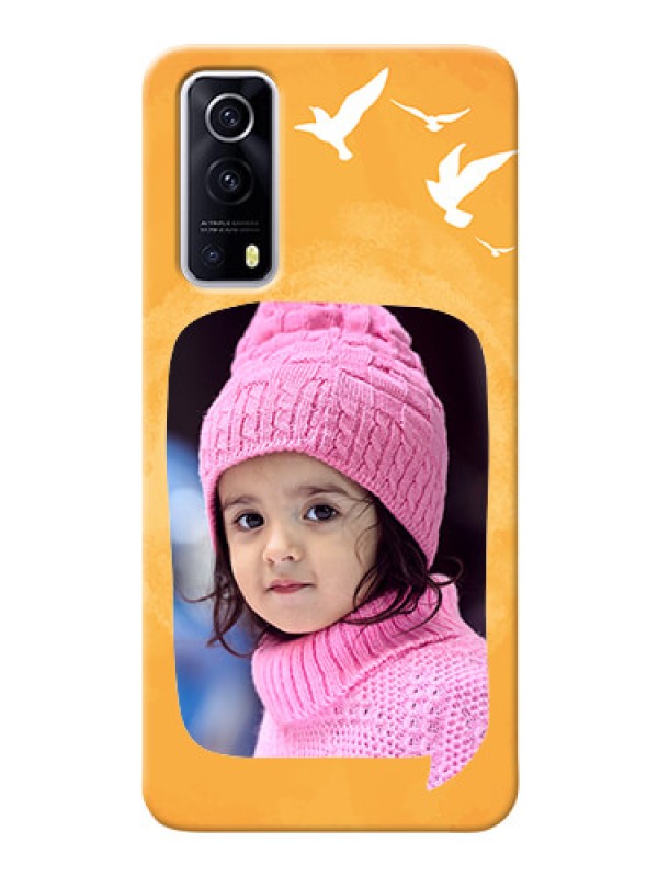 Custom IQOO Z3 5G Phone Covers: Water Color Design with Bird Icons