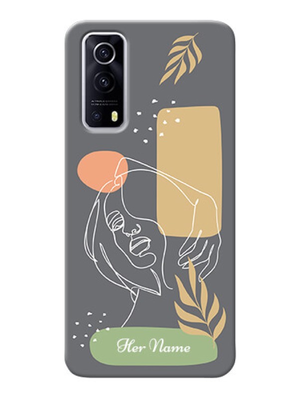 Custom iQOO Z3 5G Phone Back Covers: Gazing Woman line art Design