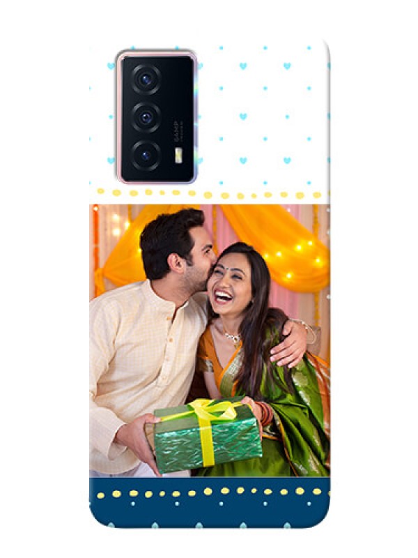 Custom iQOO Z5 5G Phone Covers: White and Blue Abstract Design