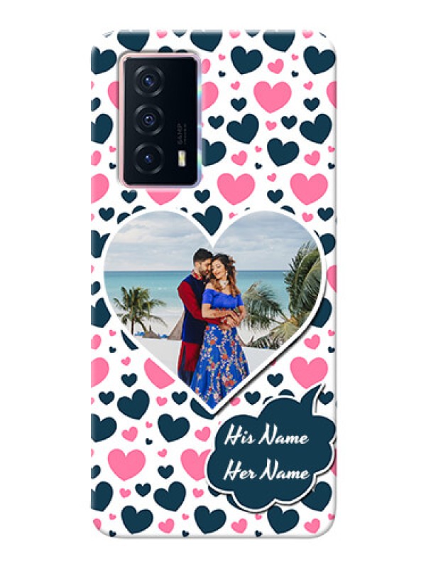 Custom iQOO Z5 5G Mobile Covers Online: Pink & Blue Heart Design