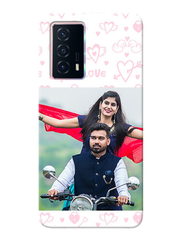 Custom iQOO Z5 5G personalized phone covers: Pink Flying Heart Design