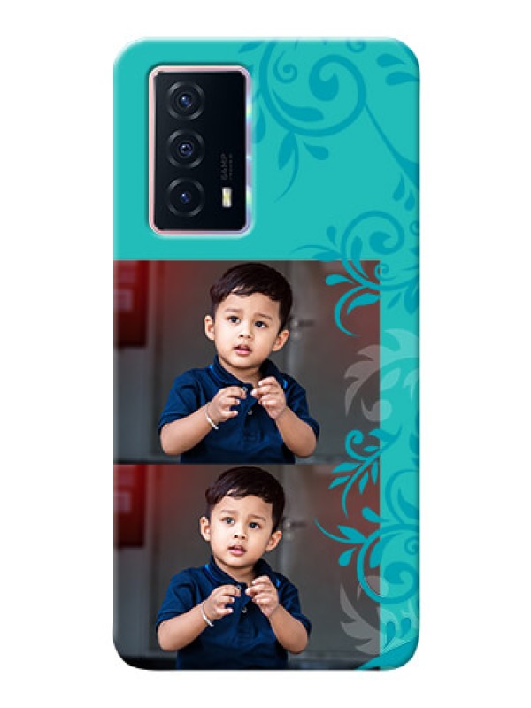 Custom iQOO Z5 5G Mobile Cases with Photo and Green Floral Design 