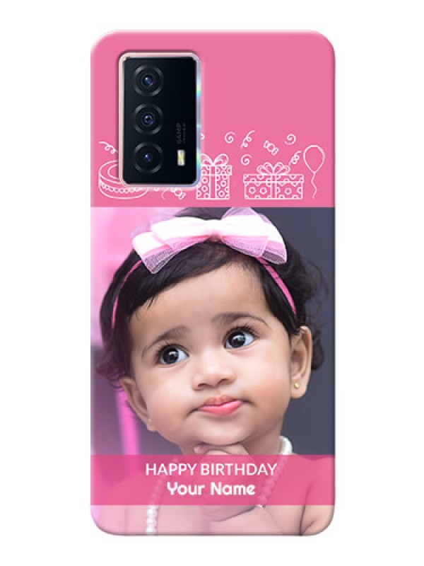 Custom iQOO Z5 5G Custom Mobile Cover with Birthday Line Art Design