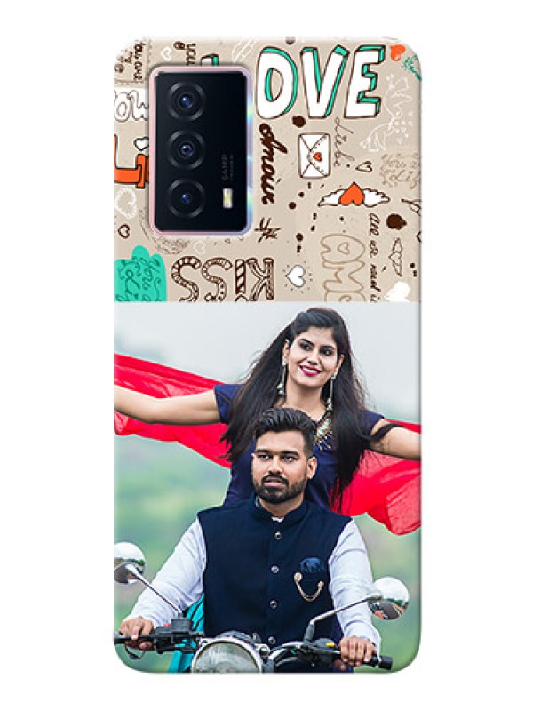Custom iQOO Z5 5G Personalised mobile covers: Love Doodle Pattern 