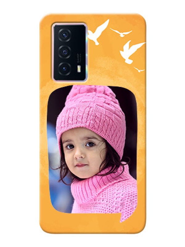 Custom iQOO Z5 5G Phone Covers: Water Color Design with Bird Icons