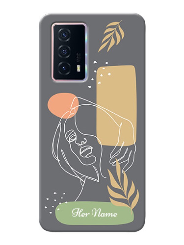 Custom iQOO Z5 5G Phone Back Covers: Gazing Woman line art Design
