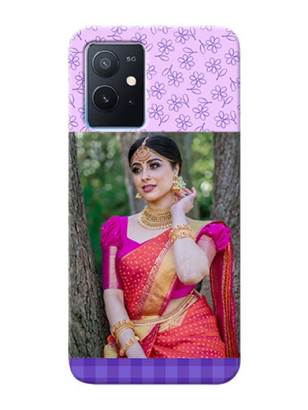 Custom iQOO Z6 5G Mobile Cases: Purple Floral Design